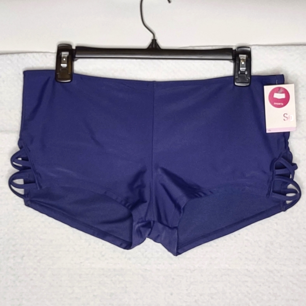 SO Swim Shorts Women's Sz XL Blue Nylon Spandex Polyester NWT - Picture 1 of 14